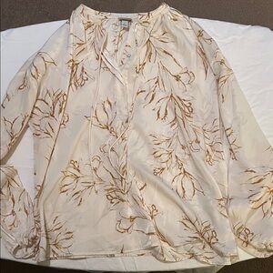 a new day Floral Blouse - Cream and Brown